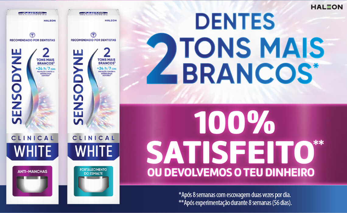 Sensodyne Clinical White 100% Satisfeito ou devolvemos o teu dinheiro